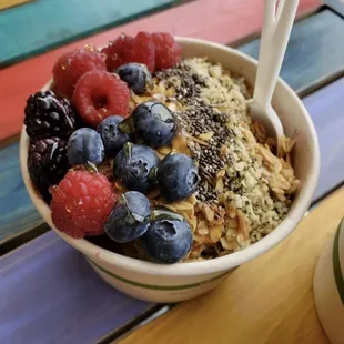 a bowl of fruit and cereal