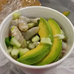 Tostada de ceviche de camaron