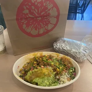 BOWL WITH CARNITAS BURRITO WITH CHICKEN