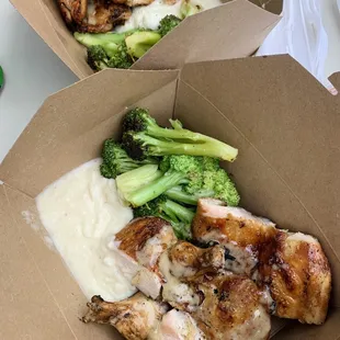 Lunch Special: Half Chicken w/ Mash Potatoes &amp; Roasted Broccoli