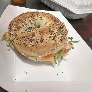 Breakfast Bagel with Salmon and Cream Cheese