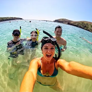 Guides and guests having a blast at Hanauma Bay