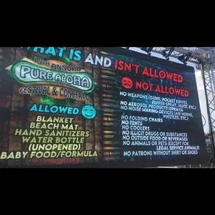 Parking entrance what's allowed and what's not allowed. $5 for parking lot.