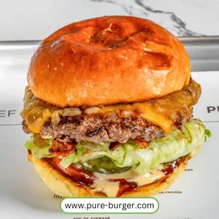 American Burger with 100% grass fed &amp; finished bison patty.