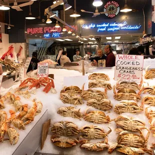 a variety of seafoods