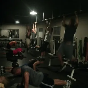 Pull ups and push ups at 6 am training