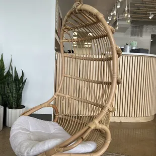  a rattan hanging chair