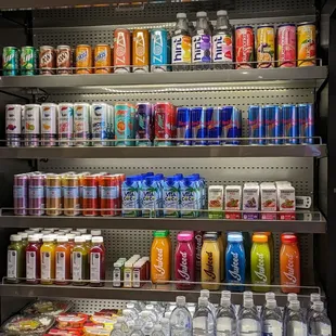 Various juices and other drinks. Salads &amp; snack packs.