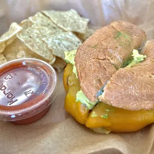 Sandwich with chips and salsa