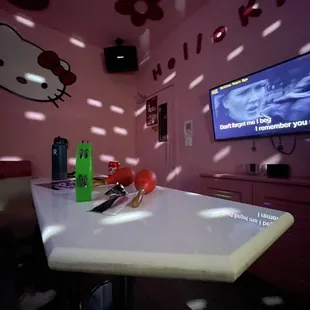 a hello kitty themed room