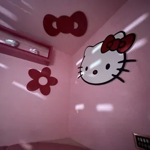 a hello kitty themed bathroom