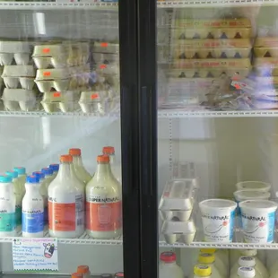 Our dairy selection includes Kalona and Calder's milk products, raw milk cheese, free range eggs that are non-GMO and soy-free.