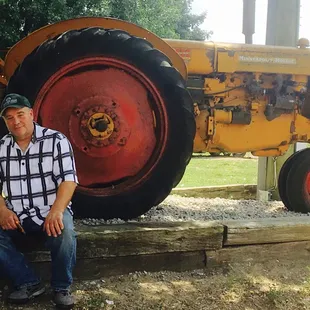 Our owner, Garry, visiting Calder's farm.