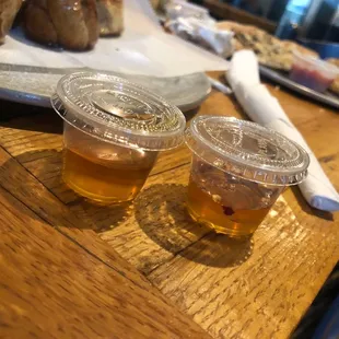 Original honey and a spicy honey came with the sweet honey knots
