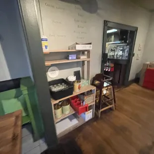 Sauce station with silverware and honey