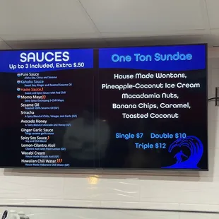 menus on the wall