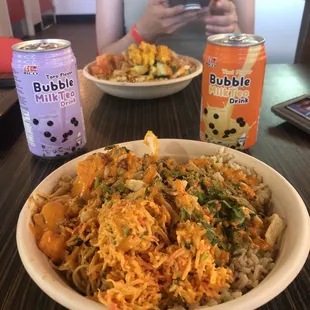 Custom Poke Bowl Bubble Milk Tea (Boba Drink - Taro 12oz Can and Boba Drink - Thai Tea 12oz Can)