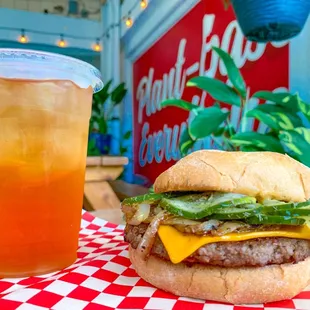 Chicago Burger and a Sweet Tea on a nice day