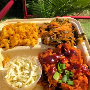 NC *BBQ* Plate with Soul Mac &amp; Bilbo&apos;s Greens--made with local ingredients!