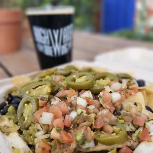 Picked up vegan nachos from Pure Soul, but enjoyed them around the corner at High Water Brewing