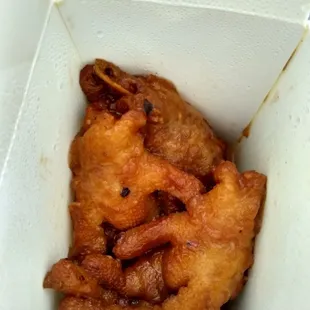 Chicken feet, could be more tender.