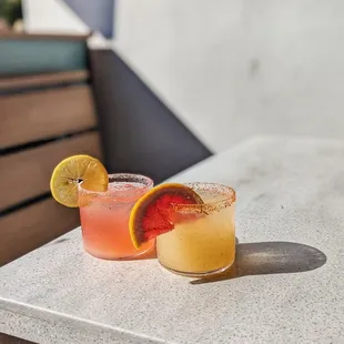 Paloma and Passion fruit cocktails