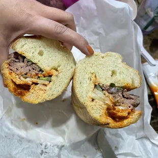 Spicy BBQ pork sandwich