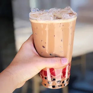 Boba Milk Tea with Heart Jelly