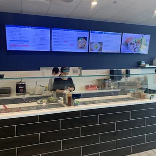 interior, sushi and sashimi