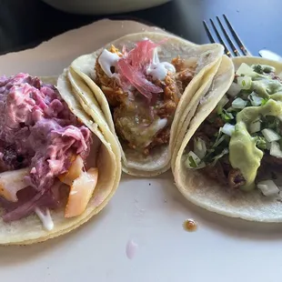 Fish Taco, Chicken Tinga, Arrachera Taco