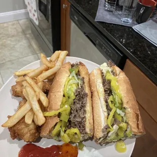 Steak and cheese, fries &amp; wings 10/10