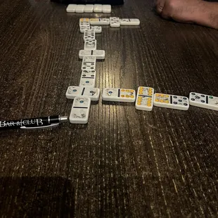 Dominoes on the back patio