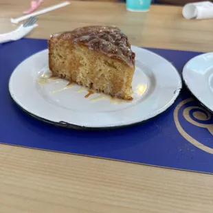 Corn cake with caramel and condensed milk topping