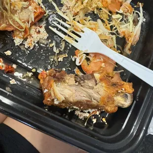 Overly fried chicken.