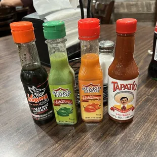 a variety of condiments
