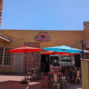 In the corner of the plaza