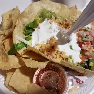 Taco salad made special without meat