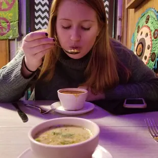Me enjoying a tom yum soup