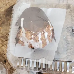 a piece of cake in a plastic container