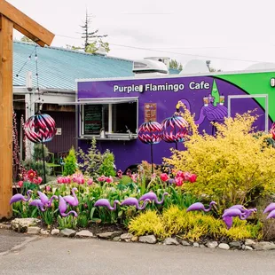 Purple Flamingo Cafe Food Truck in front of My Garden Nursery on East Bakerview