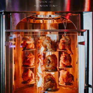 roasting chickens in a commercial oven