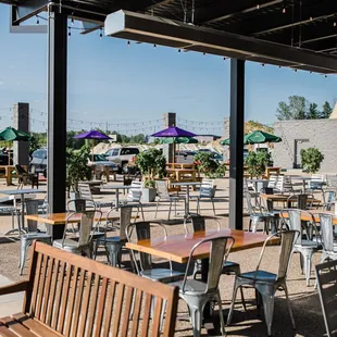 tables and chairs outside a restaurant
