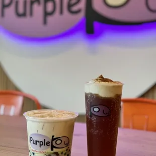 purple kow iced milk pumpkin spice and black tea w pumpkin spice crema!!