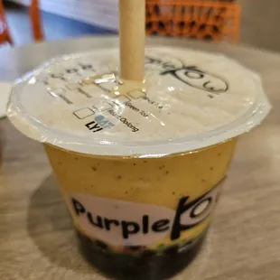 passion fruit slushie with boba