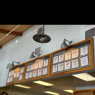 Menu at Winchester location.