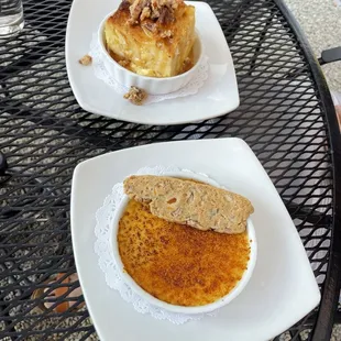 Creme brulee and white chocolate bread pudding