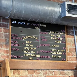 Beer menu 7/31/2023
