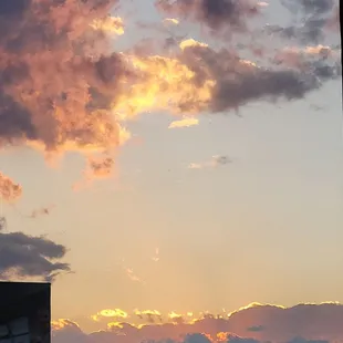 a sunset with clouds