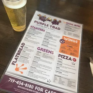 The cute menu and a tall Coors Light in a chilled glass!