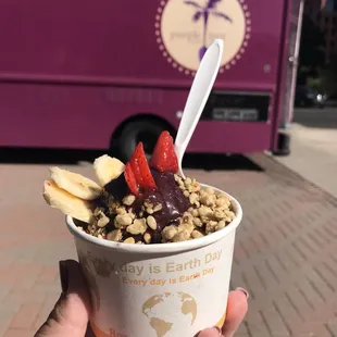 Small acai bowl without shaved coconut on top